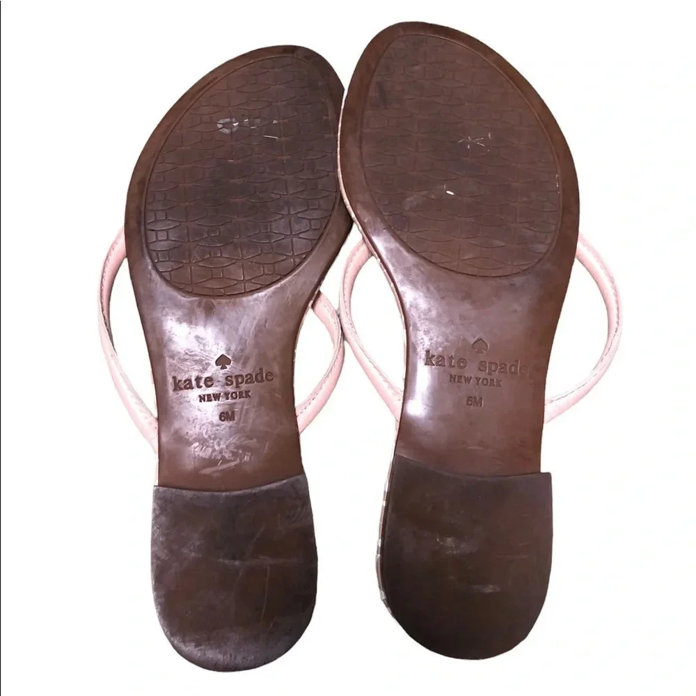 KATE SPADE PINK BOW LEATHER FLIP FLOPS